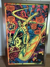 ORIGINAL SILVER SURFER BLACK LIGHT POSTER 1971 THIRD EYE AT LAST I AM FREE  picture