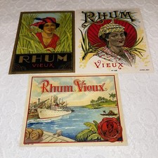 3 Authentic Original Antique French Rhum Vieux Labels 1890’s Ex.Condition picture