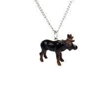 Little Critterz Jewelry Black Moose Animal - Necklace Pendant Porcelain Jewelry picture