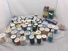 Mixed Lot 75 Sewing Items Tools Needles Mostly Thread Variety Of Colors picture