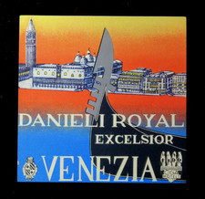 Original Vintage Luggage Label Danieli Royal Excelsior Venezia Italy picture