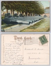 1908 Portsmouth Navy Yard NH Old Guns & Mortars Postcard Metropolitan News picture