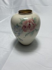 Vintage Lenox Chatsworth Pink & Blue Floral Rose Vase  Gold Trim made in USA picture