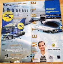 Ukraine International Airlines Timetable May 11 1998 with Route Map picture