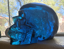 Large Blue Obsidian Skull Sculpture , Naturally formed volcanic glass picture