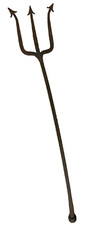 Antique Large Wrought Iron Forged Metal Steel TRIDENT Three Prong Spear Poseidon picture