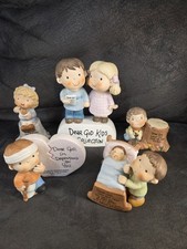 Vintage Enesco 1982 Dear God Kids Porcelain Figurines Collection Lot of 5 Set picture