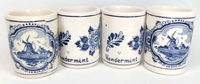 Vintage 1950s Vandermint Delft Porcelain Shot Glass Set Of 4 Made In Holland picture