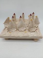 Hen Feathers Tic Tac Toe Pieces Sailboats Lighthouse Nautical Resin picture