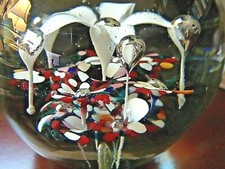 LARGE Antique MILLVILLE White RAVENNA LILY MAGNUM Art Glass PAPERWEIGHT  picture