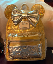 NWT Loungefly silver and gold quilted mini backpack. picture