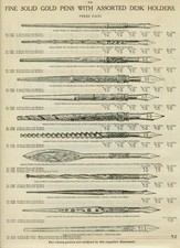 Catalog Page Ad Fine Gold Pens Fountain Ink Pearl Nibs Sterling Ebony Sets 1907 picture