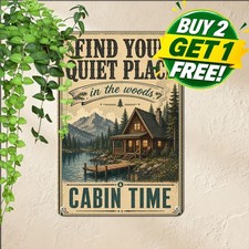 Cozy Cabin Life Rustic Woodland Quote Tin Sign Distressed Metal Plaque picture