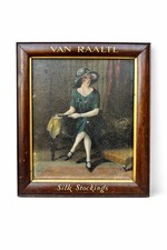 Rare VAN RAALTE STOCKINGS ADD Display Sign Hans Nagel Canvas Antique picture