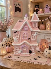 Halloween Cookie Jar Ghost Haunted House Kitchen Decor Dog Treats Birthday rare picture