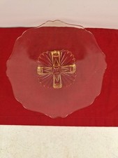 Vintage Standard Glass Pale Yellow Shallow Bowl Trinket Dish Scalloped Edges picture