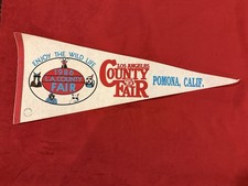 Vintage 1986 Los Angeles County Fair 29 Inch Travel Pennant Pomona California picture