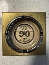 1952 TEXACO OIL COMPANY 50 Year Anniversary ASHTRAY Glass with Silver Plating picture