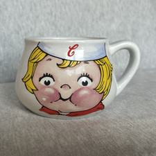 Campbell Soup Company 1998 Kids Face Ceramic Mug Cup White Yellow Red picture