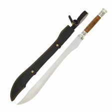 Medieval Warrior Tribal Elven Scimitar Handcrafted Wood Fantasy Sword + Scabbard picture
