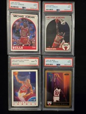 LOT OF 4 MICHAEL JORDAN CARDS PSA 9 MINT GRADED HOOPS SKYBOX PRO VISION picture