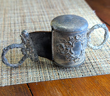 Antique/Vintage Metal Shaving Razor Strop Sharpener w/ Leather Strap, Ornate picture