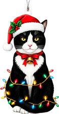 Tuxedo Cat Christmas Ornament 2026, Black and White Cat Tree Decoration, Cute Ki picture