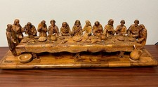Hand-Carved Vintage The Last Supper in Olive Wood by Zachariah Bros Bethlehem picture