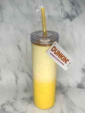NEW  Dunkin’ YELLOW Rainbow Silicone Sipper Tumbler 2024 *FREE GIFT W/PURCHASE* picture