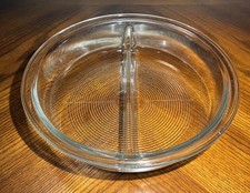 Vintage Glasbake Clear Glass Round Divided Dish 9 7/8