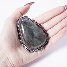 Labradorite Buckle 925 Sterling Silver Handmade Vintage picture