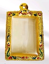 Empty Case Frame Phra Somdej Gold Micron Pendant Gem Thai Buddha Amulet 4x2.8CM picture