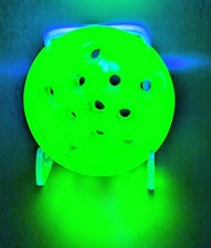 Vintage Vaseline Uranium Glass Flower Frog~11 Holes 3.25