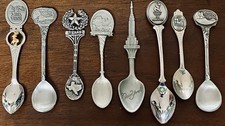 Lot VTG 8 Pcs Pewter Souvenir Spoons United States 🇺🇸 picture