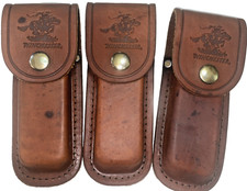 Lot Of 3 Vintage Winchester Genuine Leather 5” Lockback Knife Sheaths Embossed picture