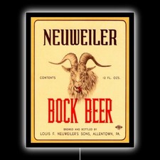 Neuweiler Bock Beer, Allentown Pennsylvania NEW LED Hanging Lighted Sign: 18x23