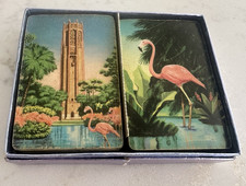 2 - Vintage Bridge Playing Cards FLAMINGOS TROPICAL FLORIDA 2 - Complete Sets picture