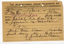 1889 International Ocean Telegraph Co. Telegram Palatka Fl signed G Friedrichsen picture