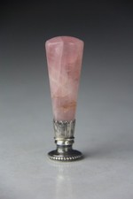 French Silver and Rose Quartz Wax Seal Stamp picture