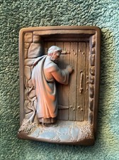 Creative Arts Behold Jesus At Door Plaque Religion 1968 BLUE GLOW Christian #WW picture