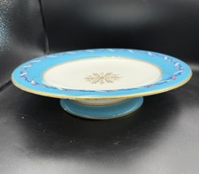 Antique Minton Porcelain Dessert Comport 1850 Turquoise Footed Plate 9.5” picture