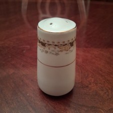Vintage White Porcelain Pepper Shaker Floral Gold Trim Band 3 Hole Stopper picture