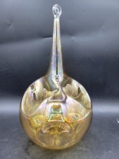 Buzz Blodgett Hanging Bubble Tealight Candleholder Butterscotch Amber Art Glass  picture