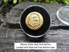 Old Rare Vintage Antique War Relic Illinois State Seal Vest Button Free Case picture