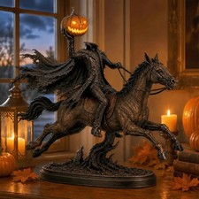 Lighted Headless Horseman Statue LED Pumpkin Sleepy Hollow Halloween Prop picture