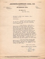 1923 Jackson-Harrigan Coal Co. Letter St. Marys PA Bituminous Coal picture
