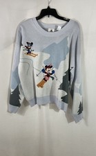 Disney Parks Unisex Mickey Pluto Goofy Ski Winter Mountain Sweater NWT Sz L picture
