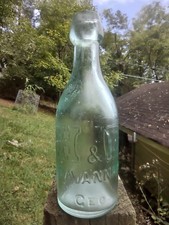 ANTIQUE BLOB TOP~H & D~SODA MINERAL WATER BOTTLE SAVANNAH GA GEORGIA  picture