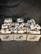 6pc Set 1989 RSVP American Rustic Christmas Cottages Hand Painted Village w/... picture