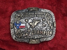 Bull Riding RODEO☆Superbull☆1988☆Terlingua Texas☆CHAMPION TROPHY BUCKLE☆Rare☆T98 picture